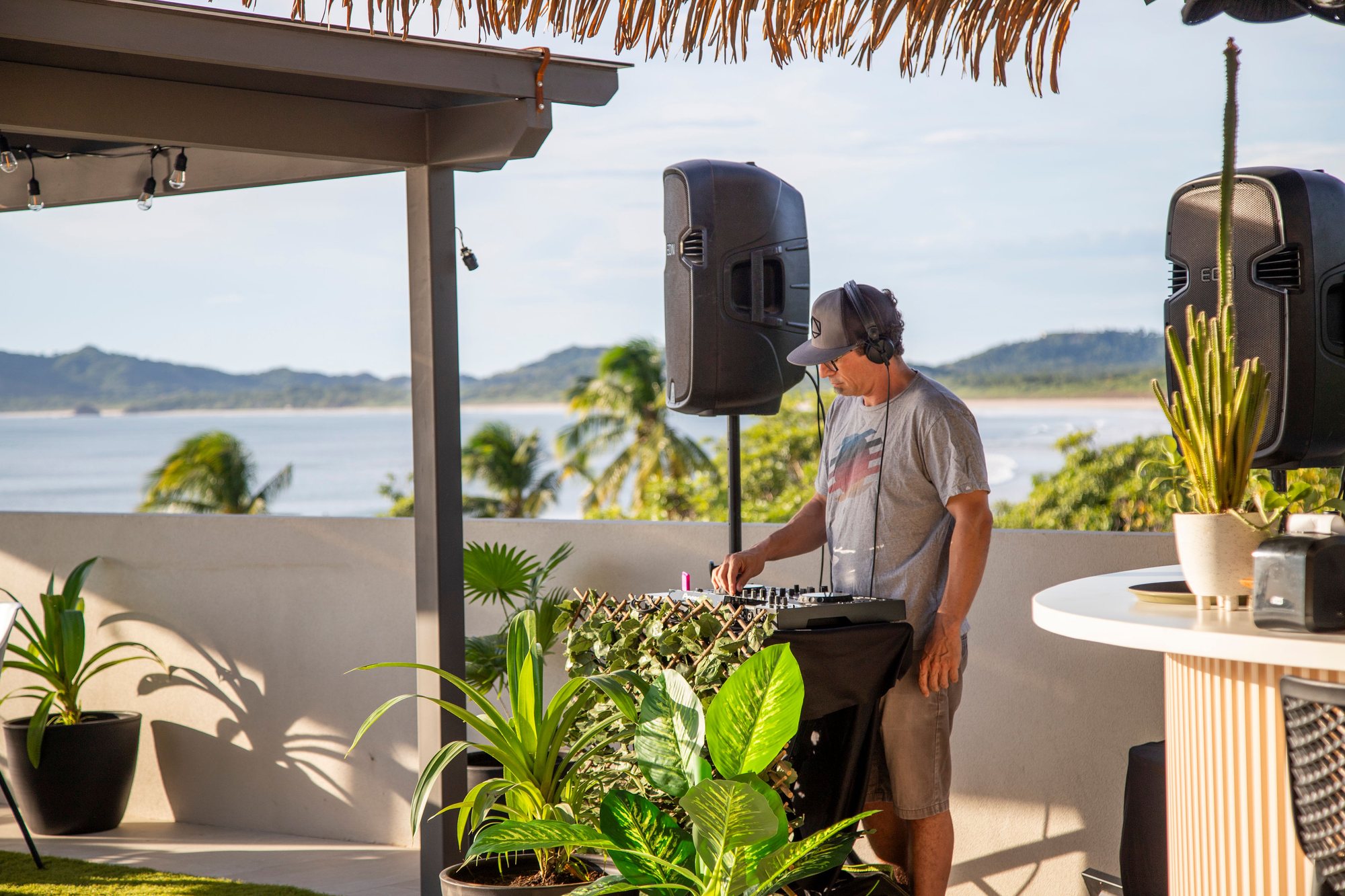 DJ setup on Naia's rooftop